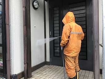 藤岡市 外壁高圧洗浄