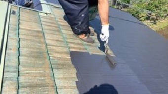 佐波郡玉村町で中塗り作業