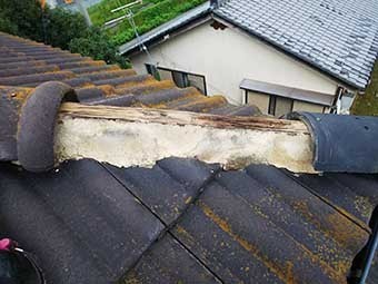 高崎市上中居町 モニエル瓦 台風被害