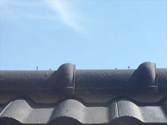 高崎市新町屋根棟瓦クギ浮き