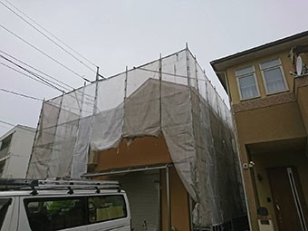 藤岡市 屋根外壁塗装 足場組立