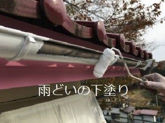 吾妻郡高山村T様邸雨どい下塗り