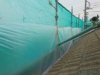前橋市ぬで島町I様邸屋根メッシュシート