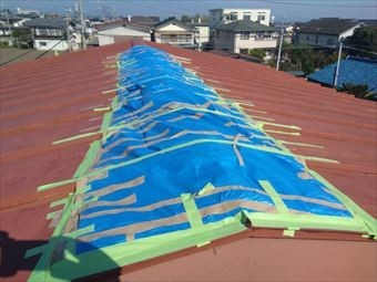 前橋市粕川町棟板金応急処置