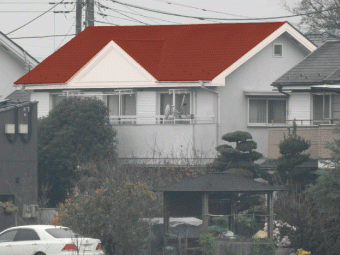前橋市荒子町カラーシミュレーション屋根赤