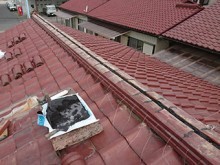 前橋市六供町S様 棟瓦の積み直し のし瓦銅線1