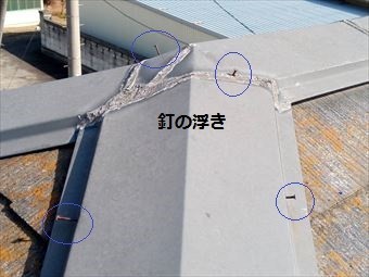 前橋市堤町 棟板金釘浮き