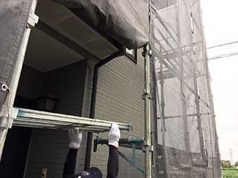 住宅塗装の足場組立