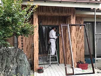 前橋市 既存玄関撤去作業