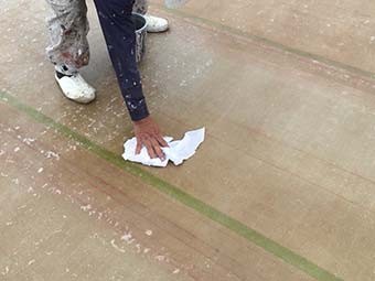 前橋市 ビル屋上防水 アセトン拭き