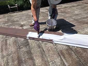 玉村町 棟板金下塗り錆止め