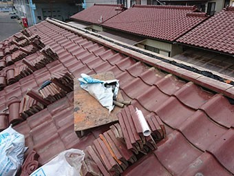前橋市六供町S様 棟瓦の積み直し のし瓦