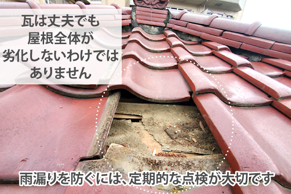 瓦は丈夫でも屋根全体が劣化しないわけではありません